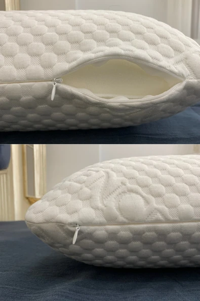 Rudu Tencel Kılıf, Ortopedik, Sertifikalı Visco Sünger Yastık 60x40x15 cm 1250gr Omuz/Boyun Destekli - 2