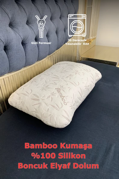Rudu %100 Orijinal Bambu Kılıf, Silikon Boncuk Elyaf Dolum Yastık 70x50x15 cm 800 gr