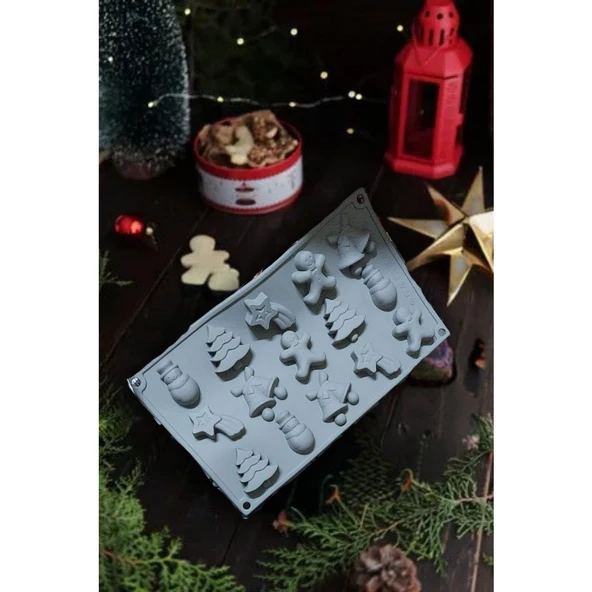 Yılbaşı Temalı Silikon Kurabiye Kek Ve Çikolata Kalıbı