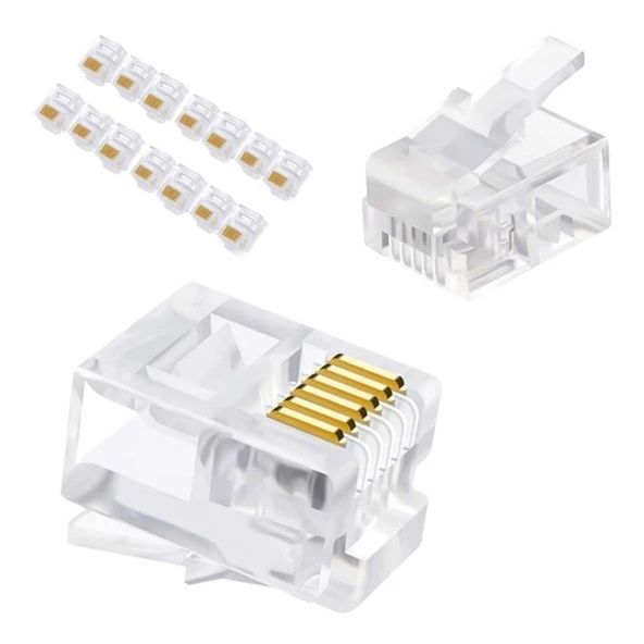 Ayt Telefon Soketi 6P 6C 100 Lük Paket Telefon Kablosu Jack Ucu Soketi - Resim 7