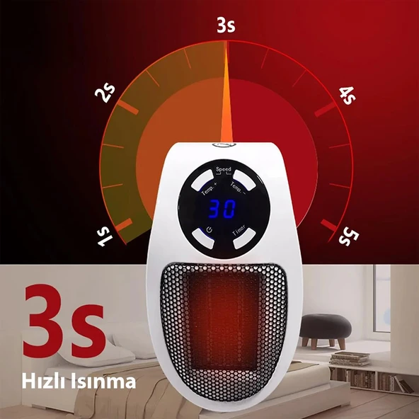 Ayt Powermaster PM-20327 500 Watt Priz Tipi Uzaktan Kumandalı Taşınabilir Isıtıcı Zamanlayıcı Otomatik Kapanma - 8