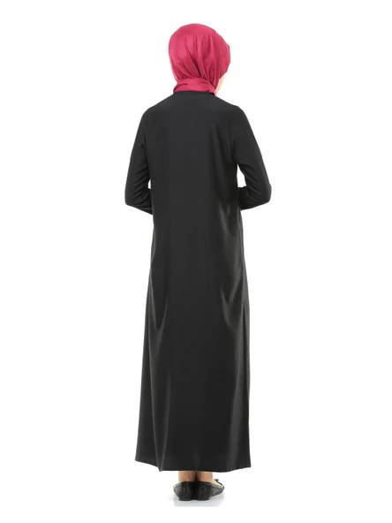 5009-1 Fermuarlı Siyah Namaz Elbisesi - 3