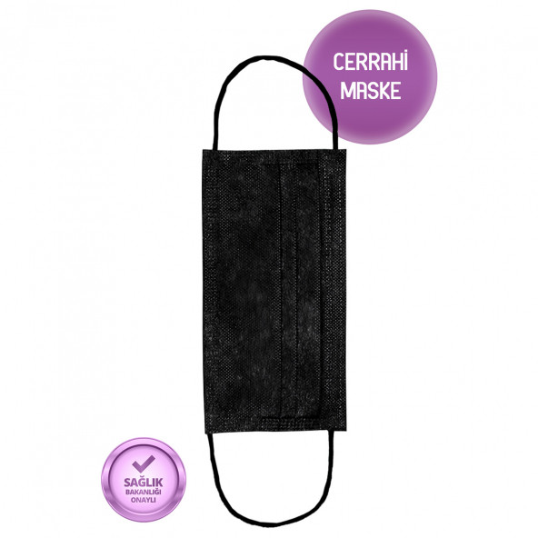 Tip 2R Cerrahi Maske Siyah 100 Adet Maske - 10'lu Poşet - 4