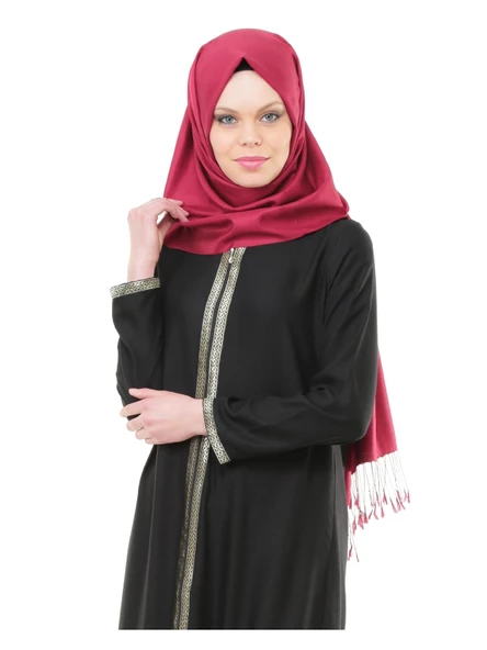5009-1 Fermuarlı Siyah Namaz Elbisesi - 2