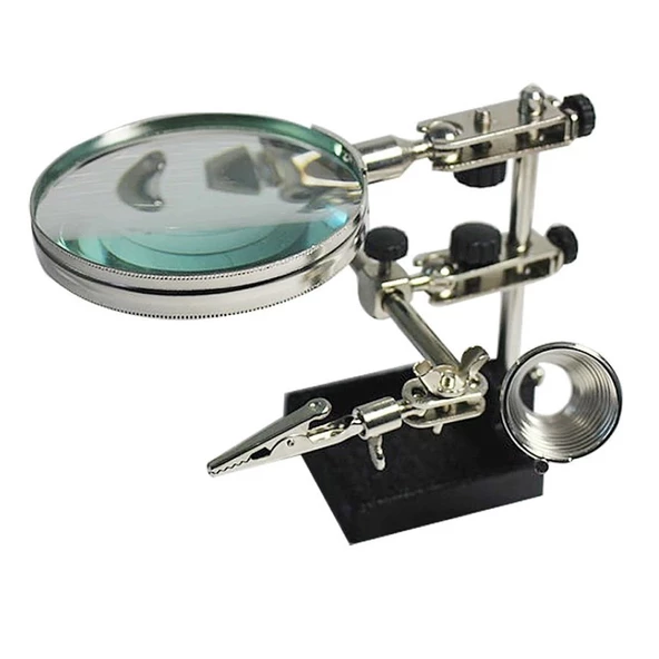 Çok Fonksiyonlu Lehim Tamir Standı 9cm Büyüteç - 3