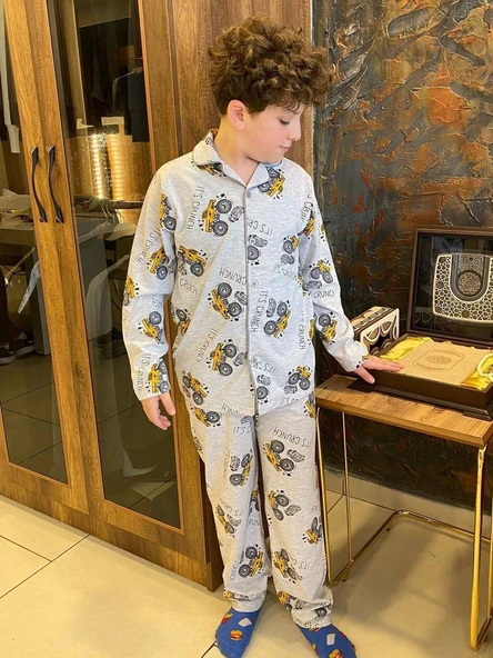 Erkek Çocuk Baskılı Baskılı Penye Pijama M00667 - 2
