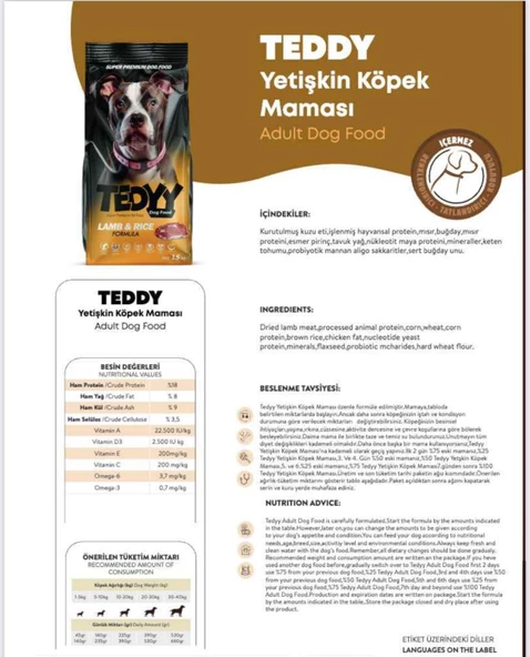 Tedyy Kuzu Etli Yetişkin Köpek Maması 15 kg - 2