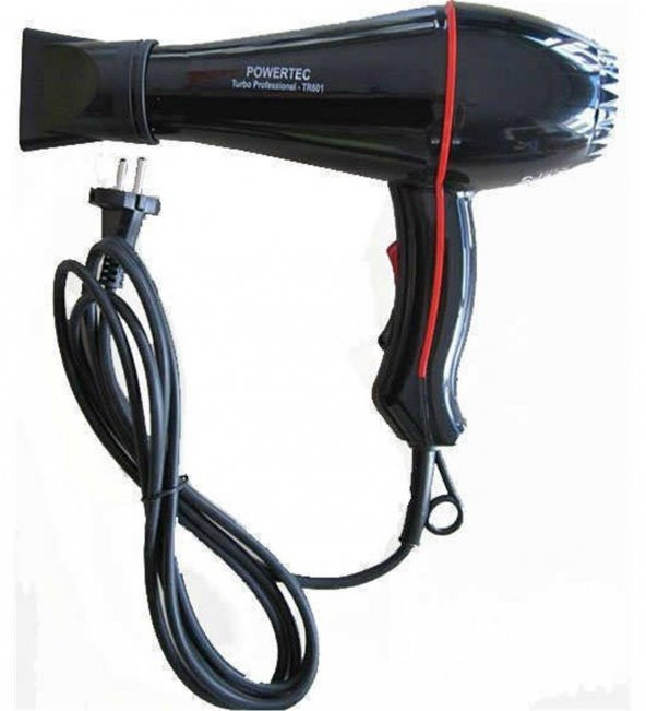 Powertec TR-601/TR-601S Turbo Profesyonel 2500 W Saç Kurutma Makinesi Siyah