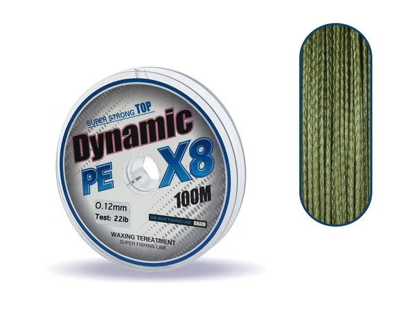 Captain Dynamic Soft PE 8 Örgü İp Misina 100mt Yeşil  0.12 mm