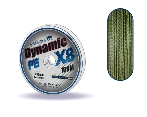 Captain Dynamic Soft PE 8 Örgü İp Misina 100mt Yeşil  0.50 mm