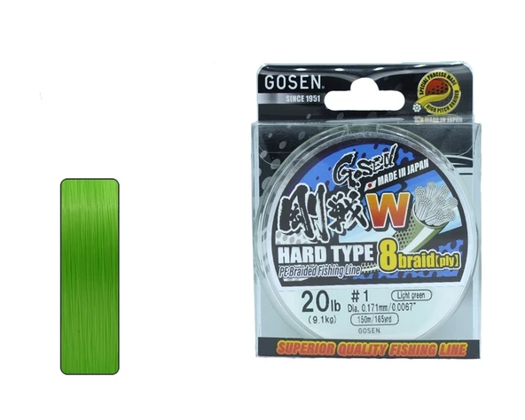 Gosen W8 Hard Type PE 8 Örgü Spin İp Misina 150mt Açık Yeşil  1.0 PE
