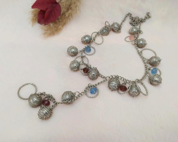 Hdmarketim  Kadın Kolye Metalik Renk Renkli Boncuklu Tasarım Kolye - Resim 2