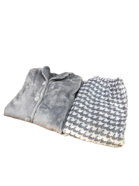 Aydoğan Kadın Wellsoft Peluş Önü Düğmeli Pijama Takımı 240700