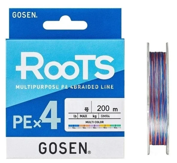 Gosen X4 Roots PE 4 Örgü Spin İpi 200mt Multi Color  0.5 PE - 2