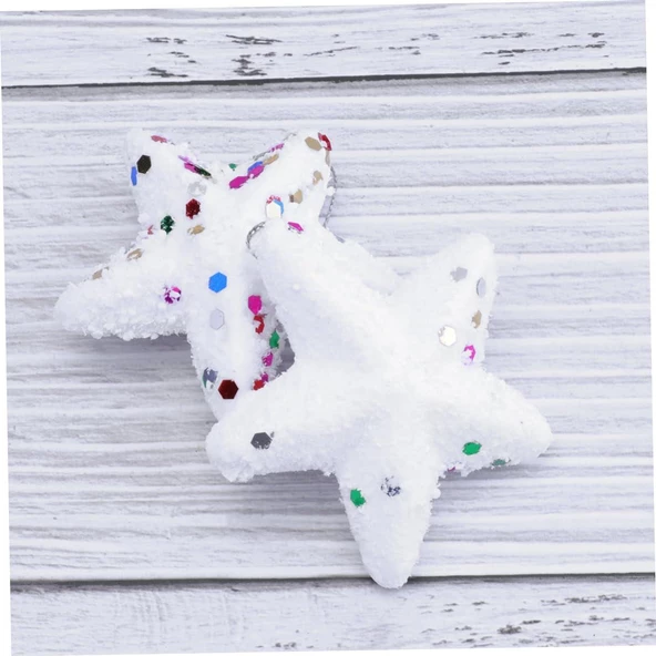 Yıllbaşı Çam Ağacı Süsü Karlı Yıldız Strafor Noel Ağacı Süsü 6 Lı 5 cm - 2