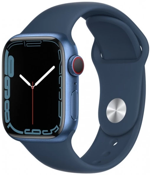 Apple Watch Series 7 Gps + Cellular, 41MM Mavi Alüminyum Kasa ve Mavi Spor Kordon - MKHU3TU/A