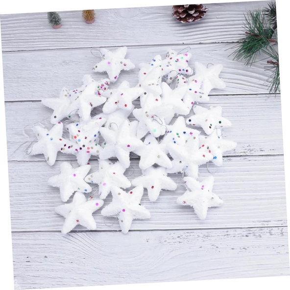 Yıllbaşı Çam Ağacı Süsü Karlı Yıldız Strafor Noel Ağacı Süsü 6 Lı 5 cm - 4
