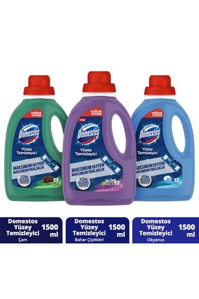 Domestos Yüzey Temizleyici Çam 1500 Mlx1 Okyanus 1500 ml X1 Bahar Çiçekleri 1500 Mlx1