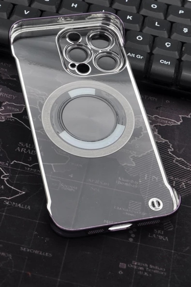 iPhone 13 Pro Uyumlu Mor Renkli İnce Kenarlı Şeffaf Sert Kapak Kılıf - Resim 5