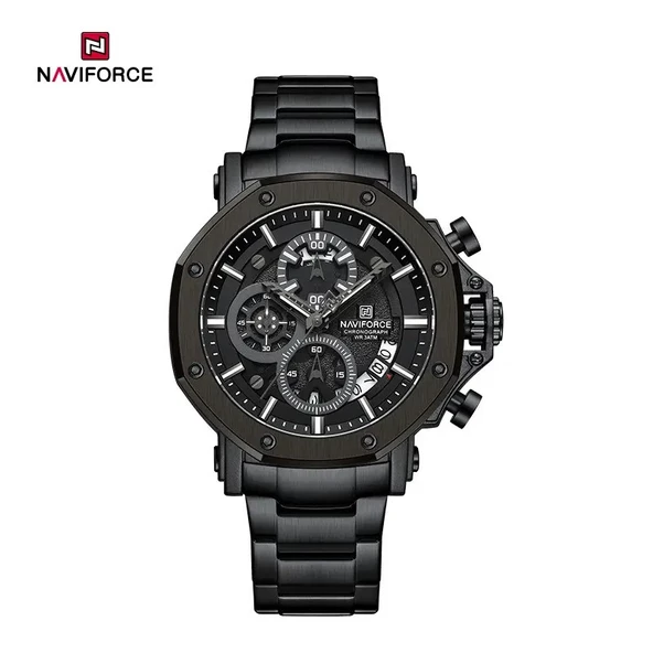 Naviforce Siyah Fonksiyonlu Çelik Kordon Erkek Kol Saati NF8065
