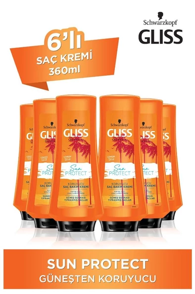 Gliss Sun Protect Güneşe Karşı Koruyucu Saç Kremi 360 ML 6'lı