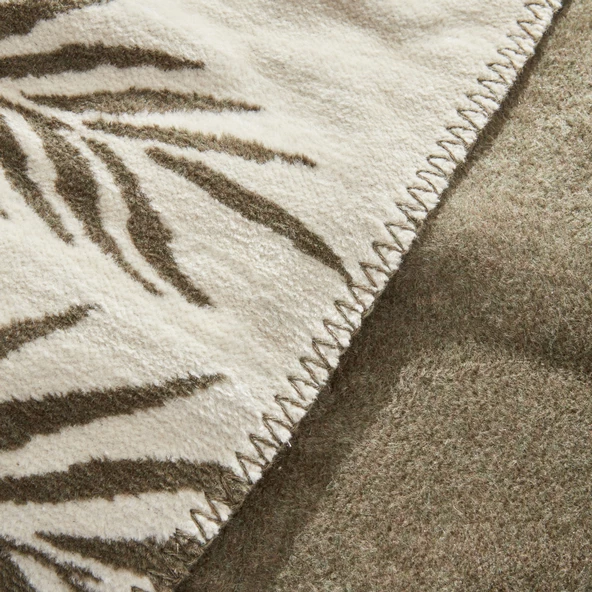 Karaca Home Leaf Tek Kişilik Pamuklu Battaniye Haki - 4