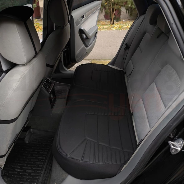3'lü Siyah Oto Koltuk Minderi Set-Ergonomik Lüks Koltuk Minderi-Ön 2 Koltuk ve Arka Oturak - 5