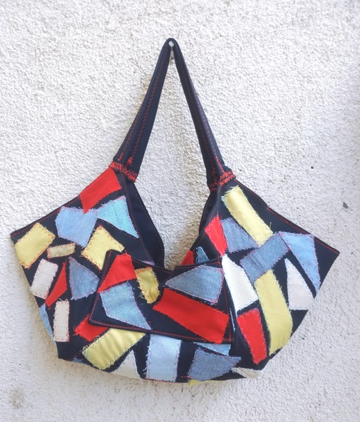 Gondol Model Çok Renkli Patchwork Çanta