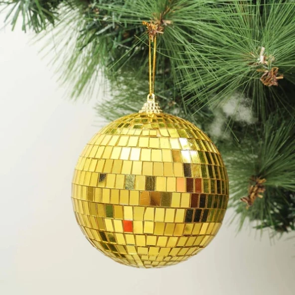 Disco Topu Aynalı Gold 8 cm 3 lü - 1