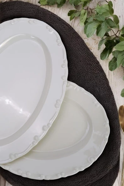 Digithome Liana 2’li 30 Cm Porselen Kayık Tabak Krem TL4012321 C320.225 - 2