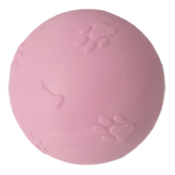 Pati Desenli Termoplastik Sert Köpek Oyun Topu 6 cm Small Pembe