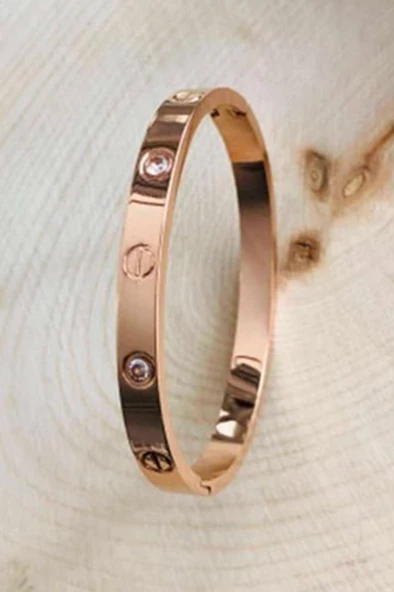 Taşlı Rose Çelik Bileklik - 5