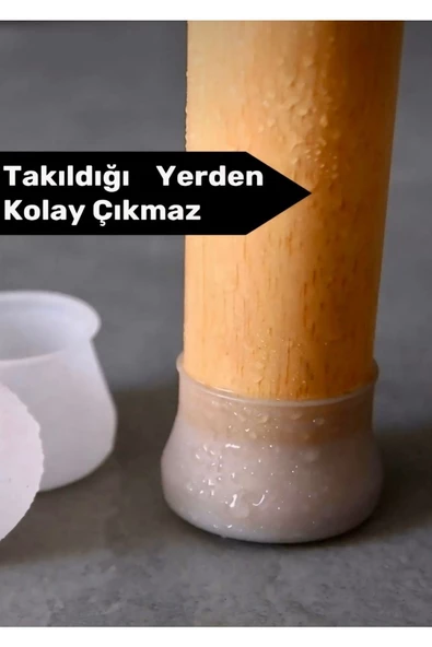 12 Adet Masa Ve Sandalye Ayak Koruyucu Çizdirmez Beyaz Kaydırmaz Silikon - 2