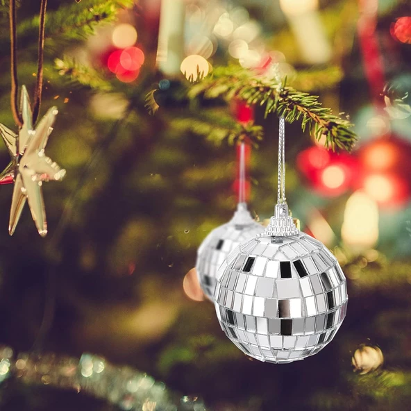 Disco Topu Aynalı Gümüş 4 cm 6 lı - Resim 3