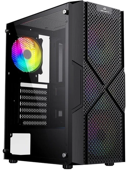 GameBooster GB-PW908B USB 3.0, ATX Mesh Panel, Dahili 4 RGB Fanlı (3 Ön 1 Arka) , Siyah Oyuncu Kasası (PSU yok)