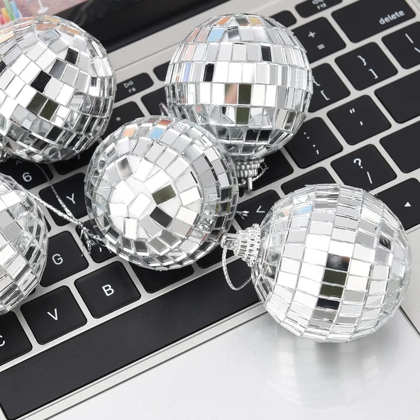 Disco Topu Aynalı Gümüş 4 cm 6 lı - Resim 5