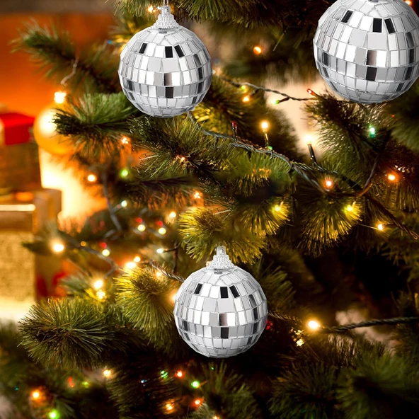 Disco Topu Aynalı Gümüş 4 cm 6 lı - Resim 4