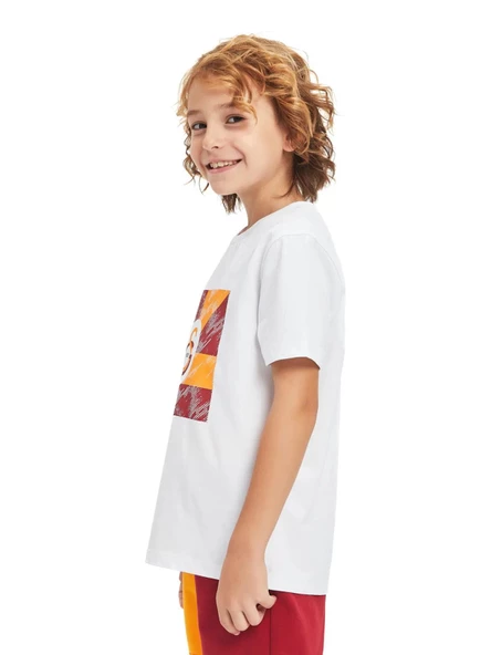 Galatasaray Lisanslı Logolu Beyaz Çocuk T-shırt - 3