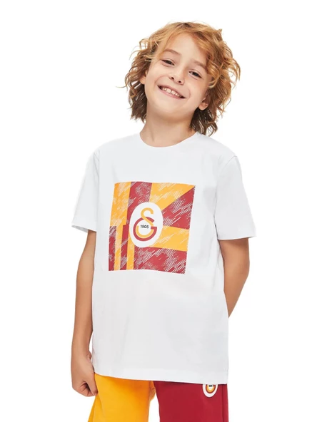 Galatasaray Lisanslı Logolu Beyaz Çocuk T-shırt - 2