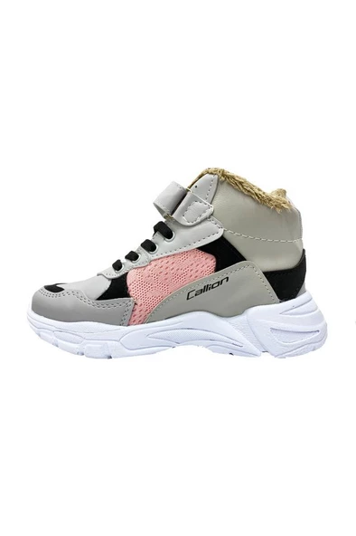 Callion 053-21 Deri Filet Çocuk Spor Ayakkabı Buz Siyah Pembe - 3