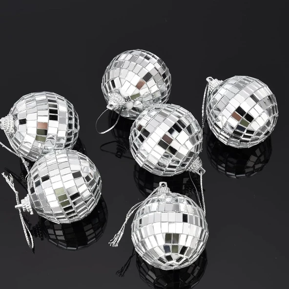 Disco Topu Aynalı Gümüş 6 cm 6 lı - Resim 2