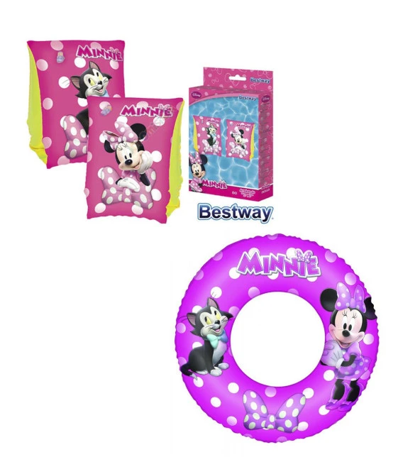 Lisanslı Disney Minnie Mouse Kolluk ve Simit SET- Bestway 91038-91040