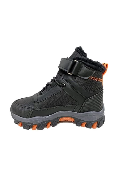 Callion 06P Deri Çocuk Sneakers Bot Siyah Oranj - 3