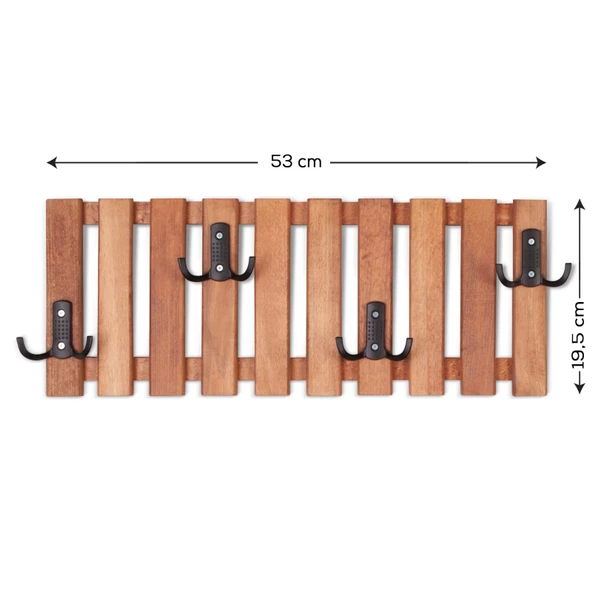 Ahşap Duvar Ve Kapı Askısı Elbise Askılık Düz Model 4 Askılı - 3