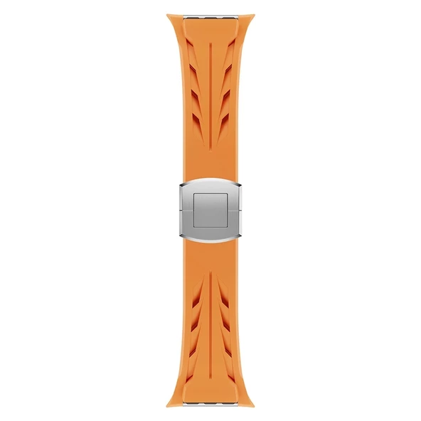 Apple Watch 10 46mm Uyumlu KRD-127 Metal Tokalı Kaliteli TPU Silikon Kordon - 5