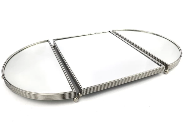 Mikasa Moor Gümüş Oval Aynalı Metal Tepsi 79x45cm - Resim 2