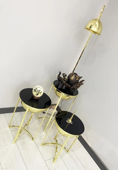 Lale Gold 3 Sehpalı Lambader Takımı - 2