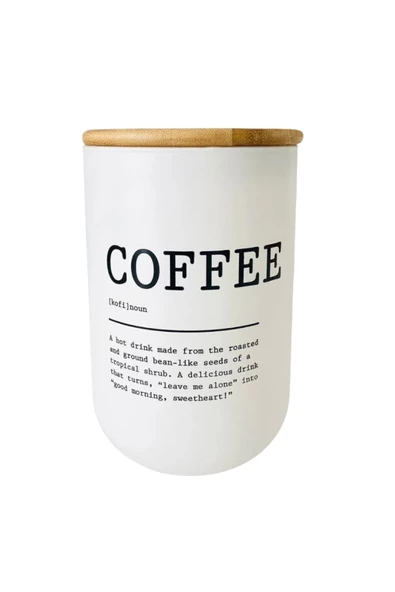 3 lü Bambu Kapaklı Çay, Kahve, Şeker Kavanozu -  Beyaz Cam Tea Sugar Coffee Saklama Seti - 4