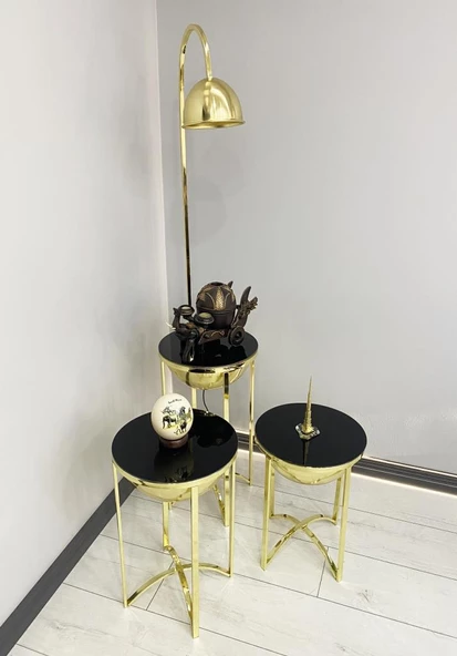 Lale Gold 3 Sehpalı Lambader Takımı - 3