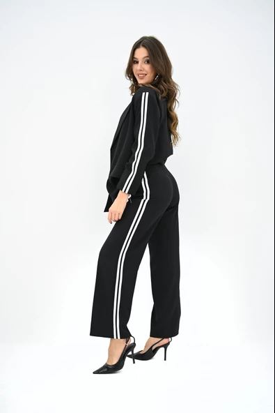 Kadın Şerit Detaylı Oversize Ceket Takım 9007-25 - 5